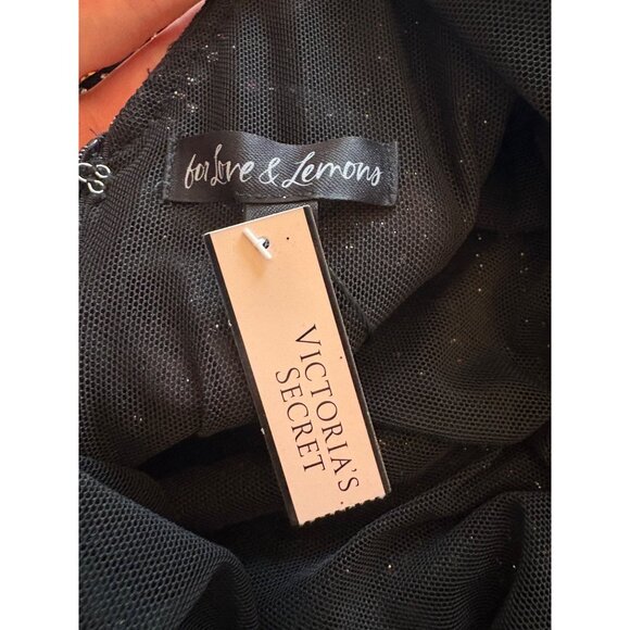 For Love & Lemons × Victoria’s Secret Glitter Ruched Mini Dress Black Medium NWT - Picture 11 of 15